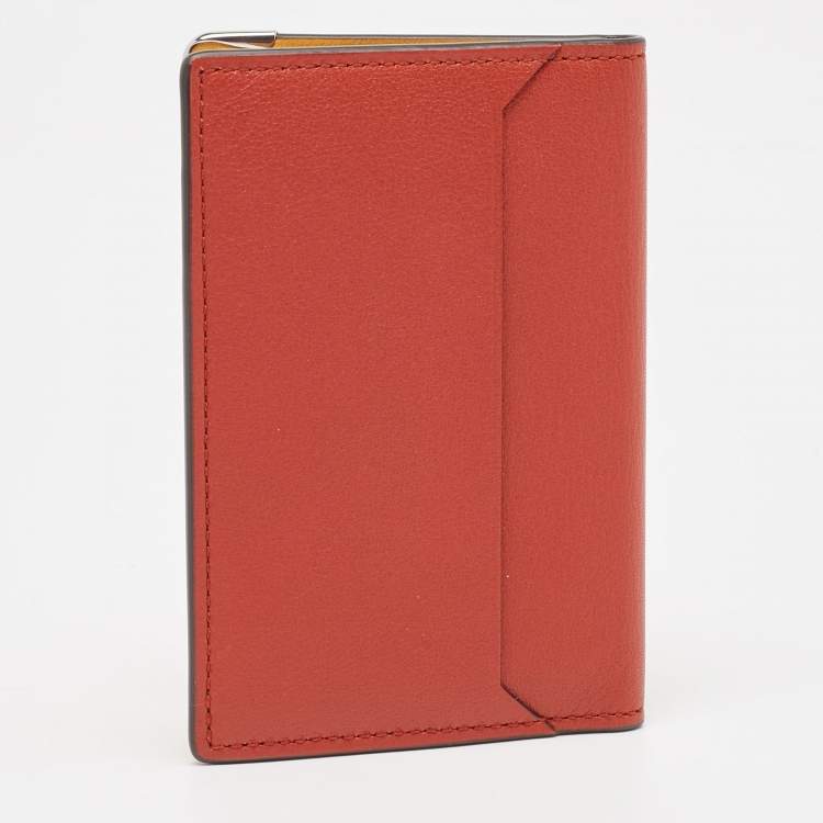 Pre Owned Cartier Maroon/Mustard Leather Must De Cartier Card Holder