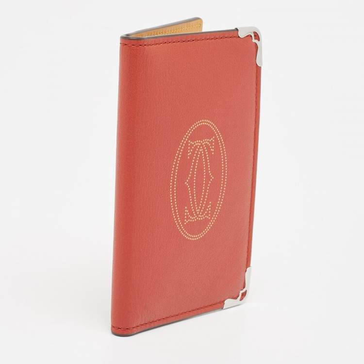 Pre Owned Cartier Maroon/Mustard Leather Must De Cartier Card Holder