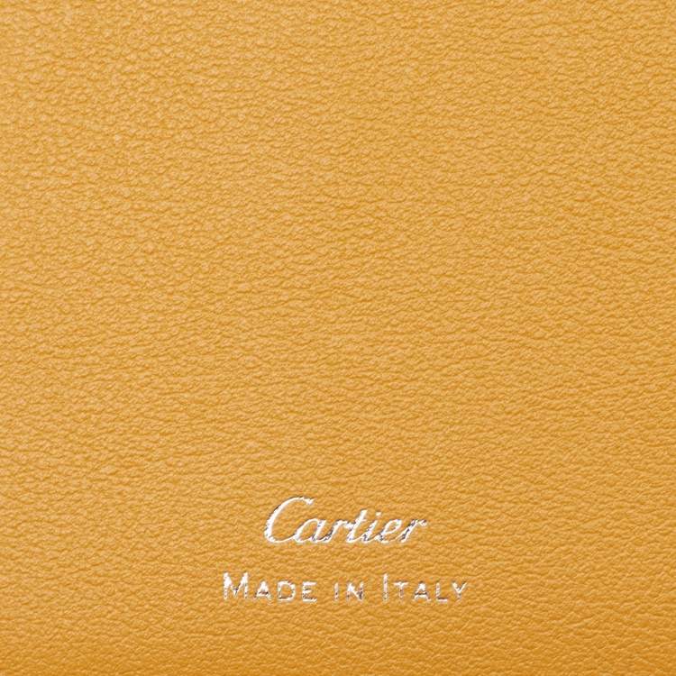 Pre Owned Cartier Maroon/Mustard Leather Must De Cartier Card Holder