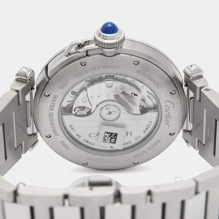 Pre Owned Cartier Salmon Stainless Steel Pasha De Cartier WSPA0040 Men's Wristwatch 41 mm
