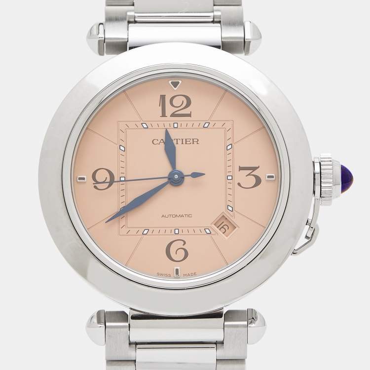 Pre Owned Cartier Salmon Stainless Steel Pasha De Cartier WSPA0040 Men's Wristwatch 41 mm