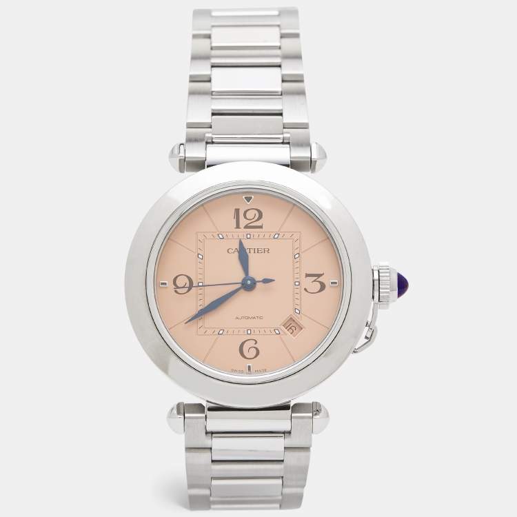 Pre Owned Cartier Salmon Stainless Steel Pasha De Cartier WSPA0040 Men's Wristwatch 41 mm