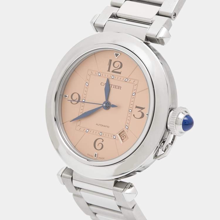 Pre Owned Cartier Salmon Stainless Steel Pasha De Cartier WSPA0040 Men's Wristwatch 41 mm