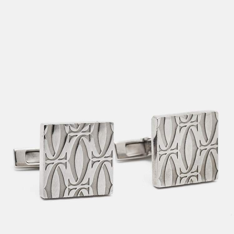 Pre Owned Cartierr C De Cartier Sterling Silve Decor Cufflinks