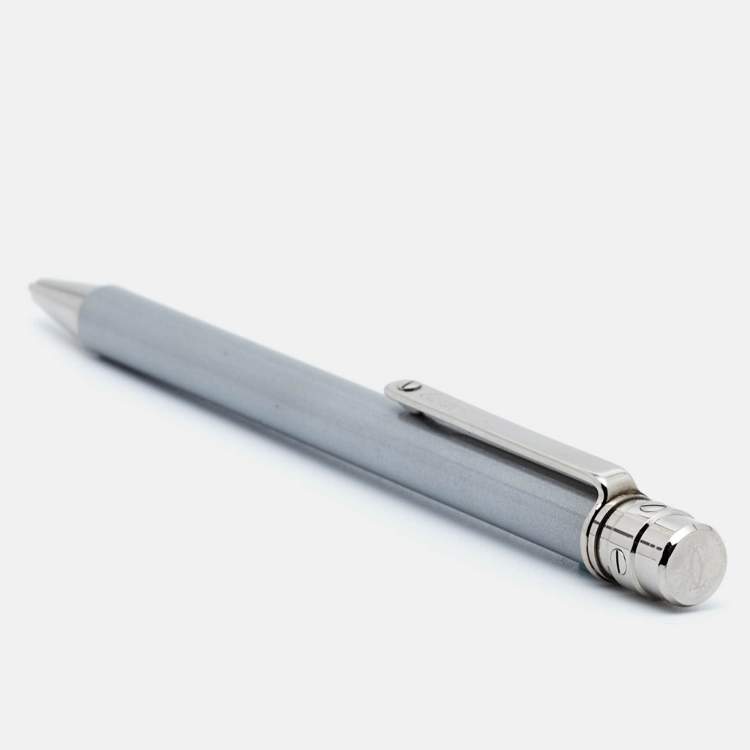 Pre Owned Cartier Santos de Cartier Silver Lacquer Silver Tone Ballpoint Pen