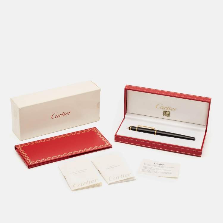Pre Owned Cartier Diablo de Cartier Black Resin Gold Tone RollerBall Pen