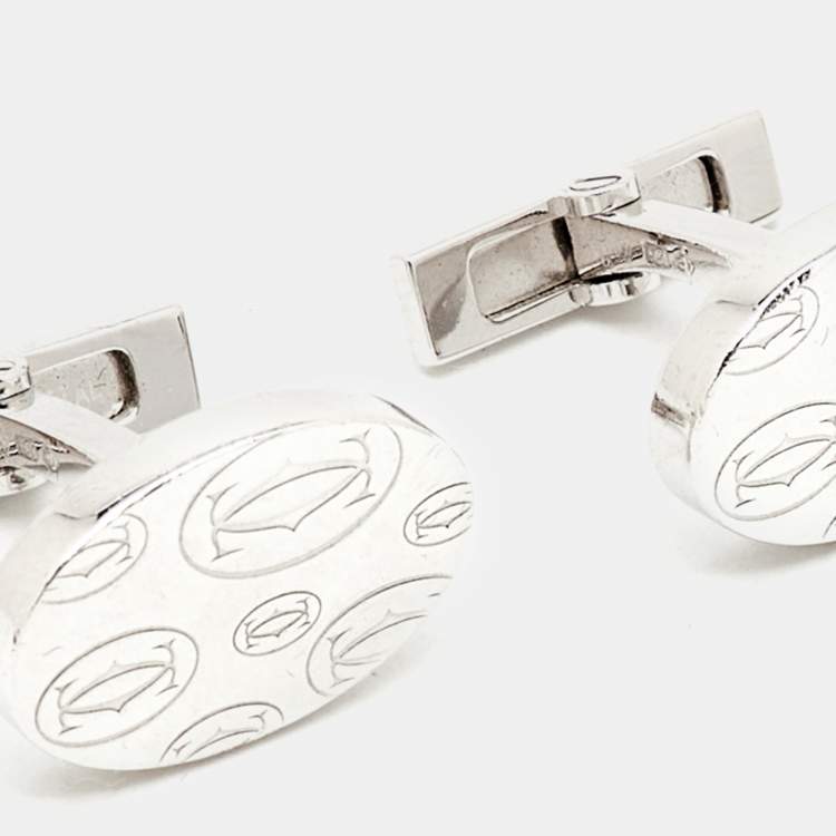 Pre Owned Cartier Double C de Cartier Strerling Silver Cufflinks