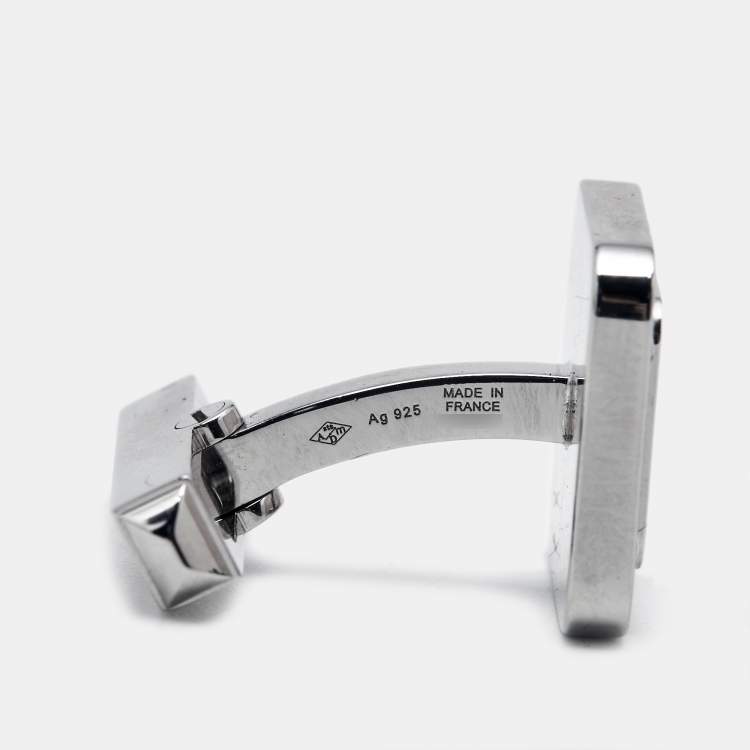 Pre Owned Cartier Santos de Cartier Lacquer Sterling Silver Cufflinks