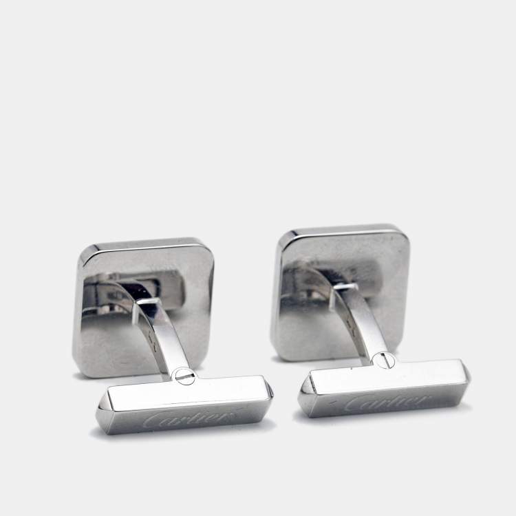 Pre Owned Cartier Santos de Cartier Lacquer Sterling Silver Cufflinks