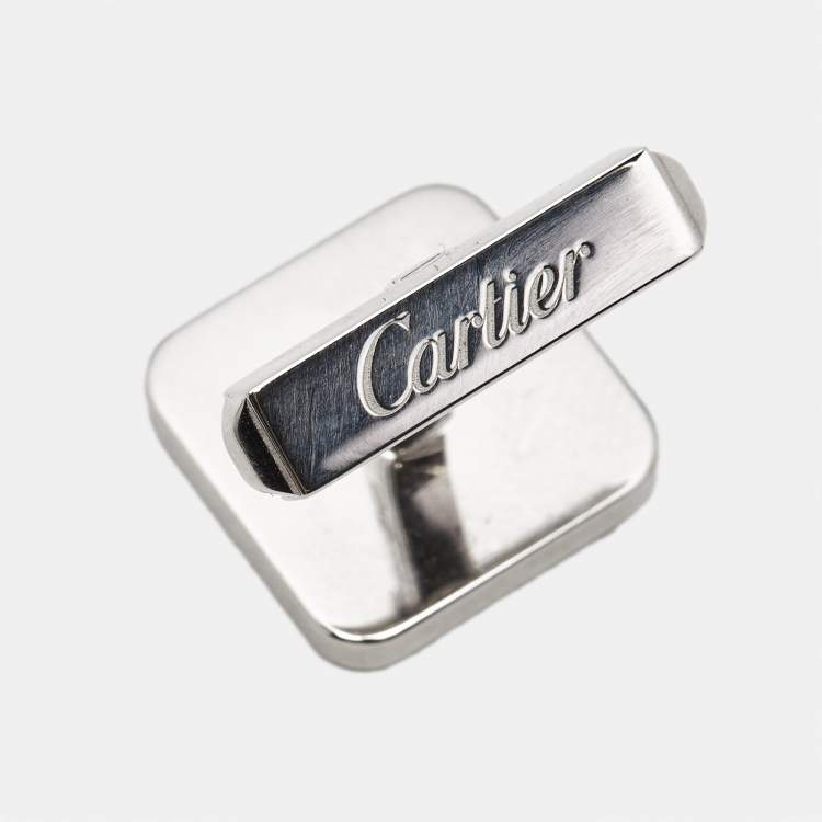 Pre Owned Cartier Santos de Cartier Lacquer Sterling Silver Cufflinks