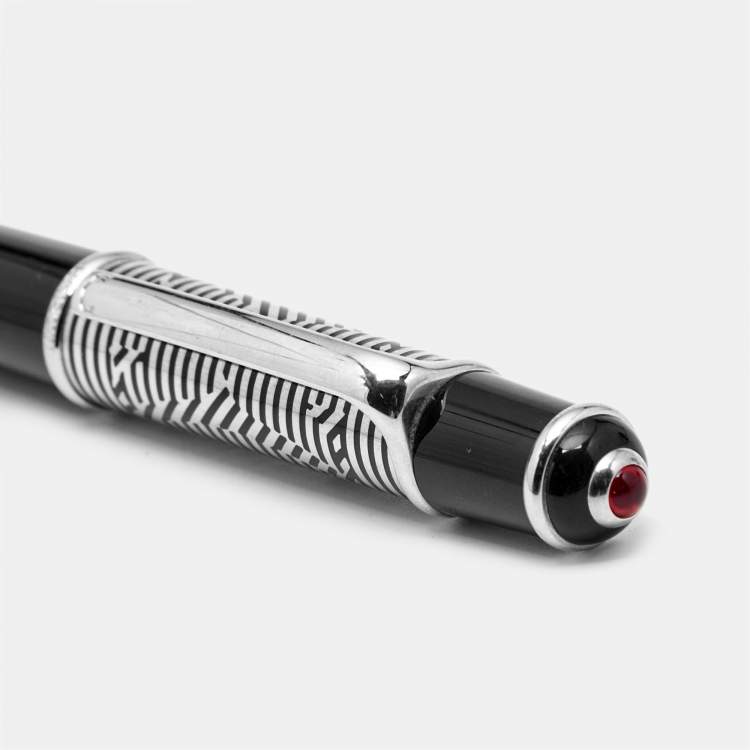 Pre Owned Cartier Diabolo de Cartier Black Lacquer Silver Tone Ballpoint Pen