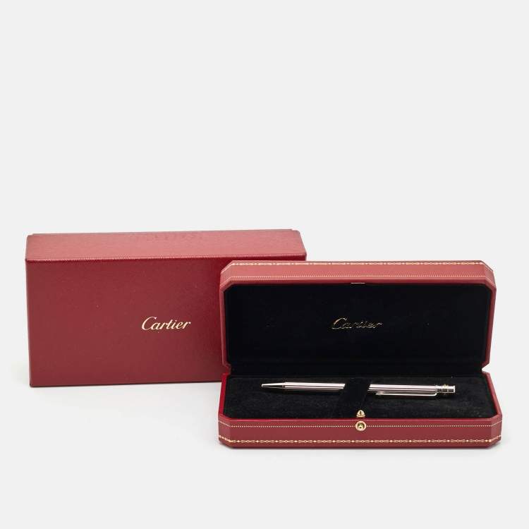 Pre Owned Cartier Santos De Cartier Textured Two Tone Ballpoint Pen