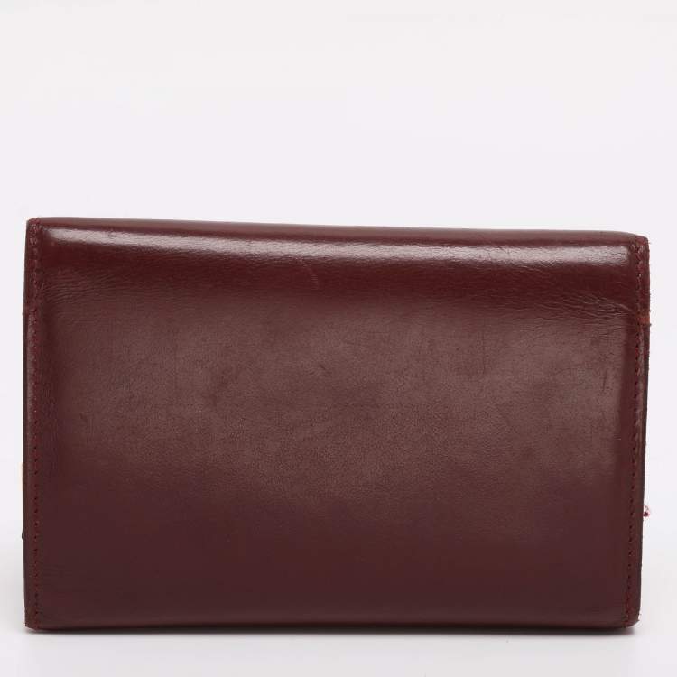 Pre Owned Cartier Burgundy Leather 6 Key Holder