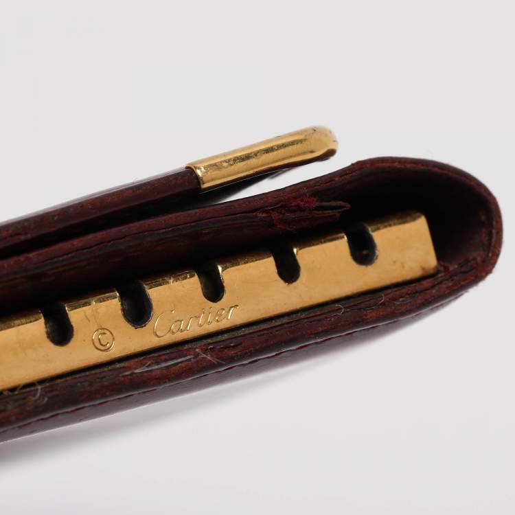 Pre Owned Cartier Burgundy Leather 6 Key Holder