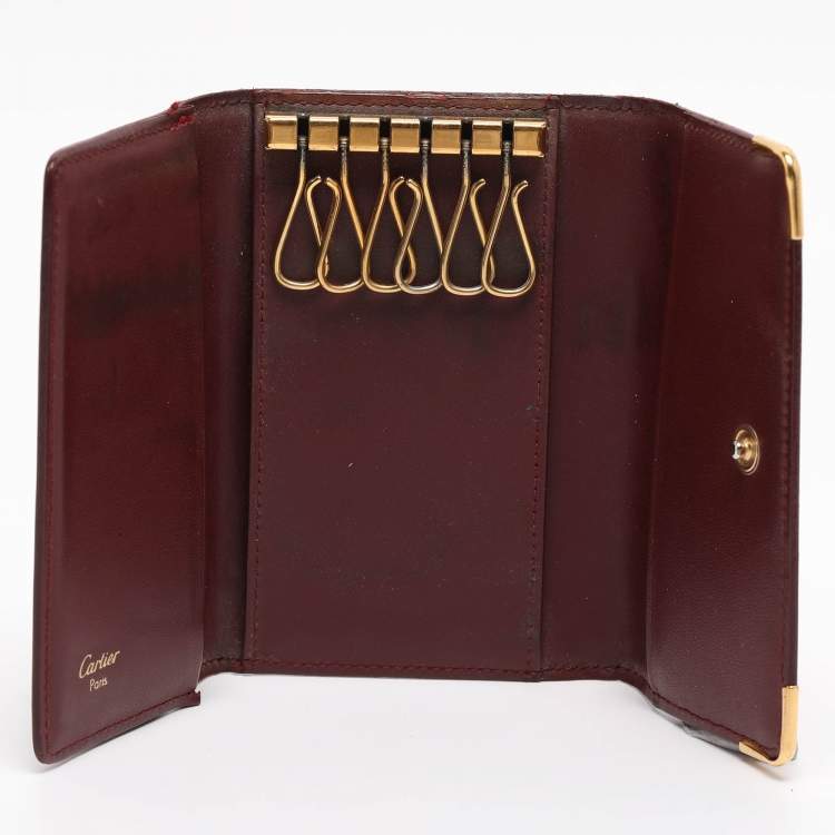Pre Owned Cartier Burgundy Leather 6 Key Holder