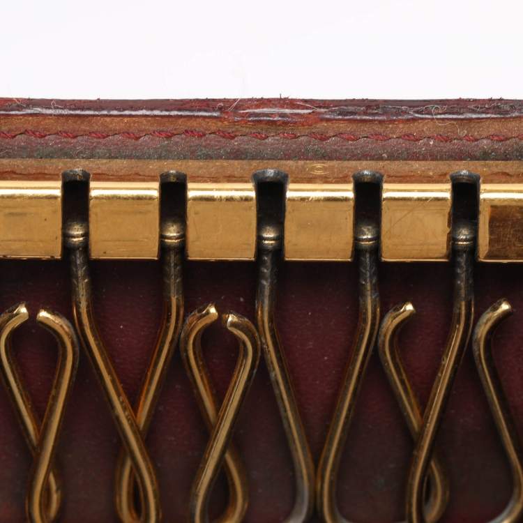 Pre Owned Cartier Burgundy Leather 6 Key Holder