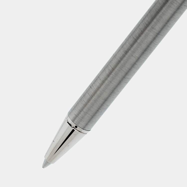 Pre Owned Cartier Santos Silver Lacquer Silver Tone  Ballpoint Pen