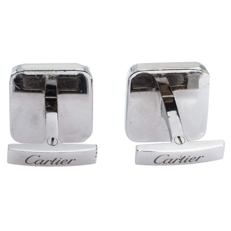 Pre Owned Cartier Black Santos de Cartier Sterling Silver Cufflinks