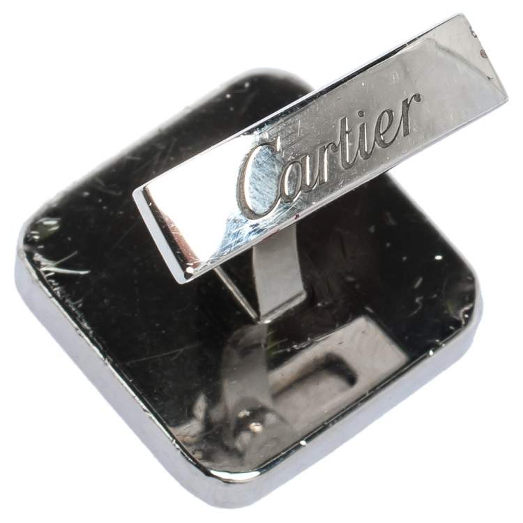 Pre Owned Cartier Black Santos de Cartier Sterling Silver Cufflinks