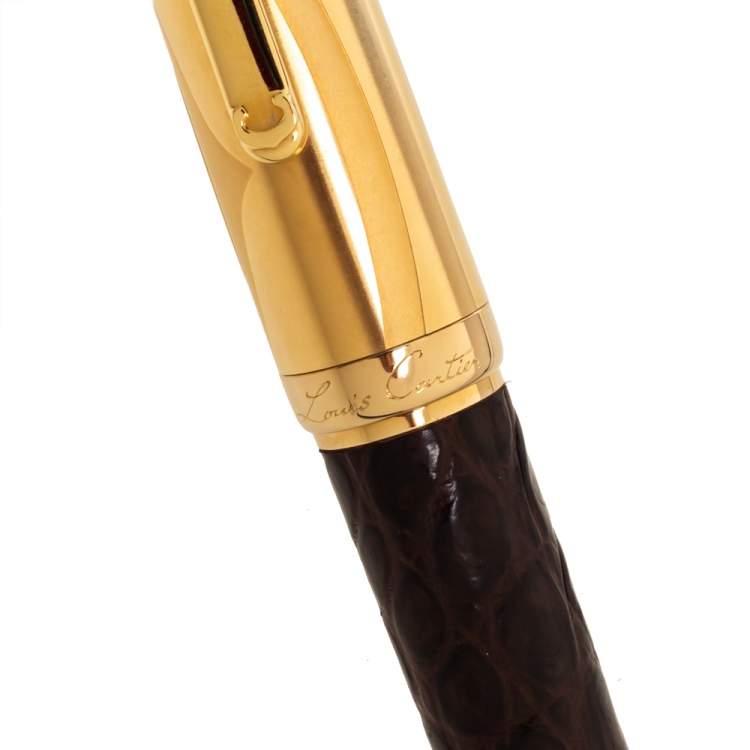 Pre Owned Cartier Millesime Crocodile Leather Gold Plated Limited Edition Ballpoint Pen
