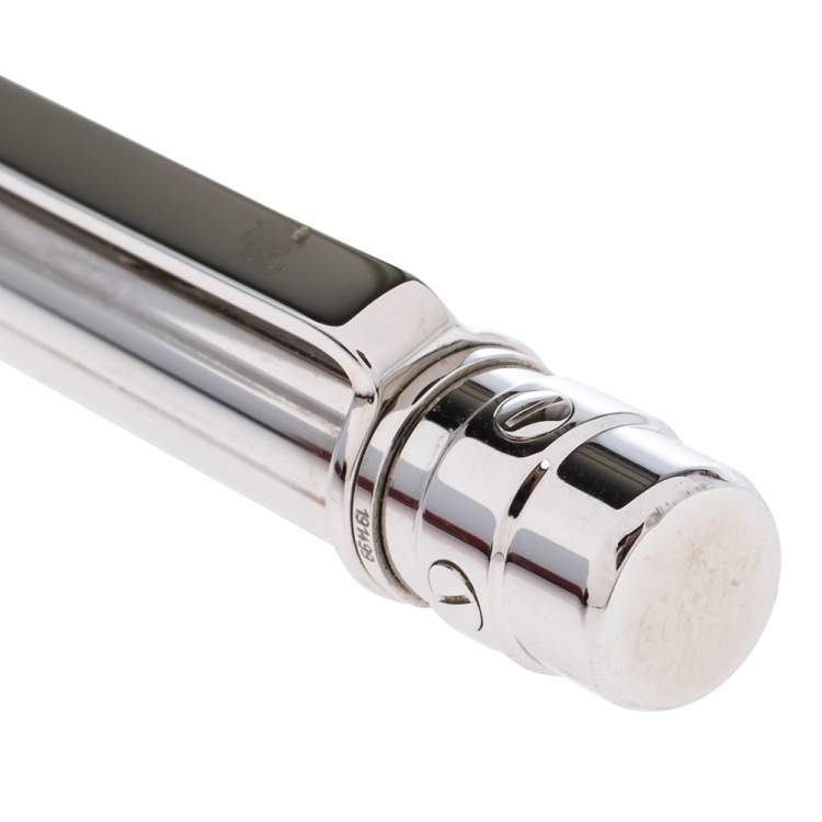 Pre Owned Cartier Santos De Cartier Textured Silver Tone Ballpoint Pen