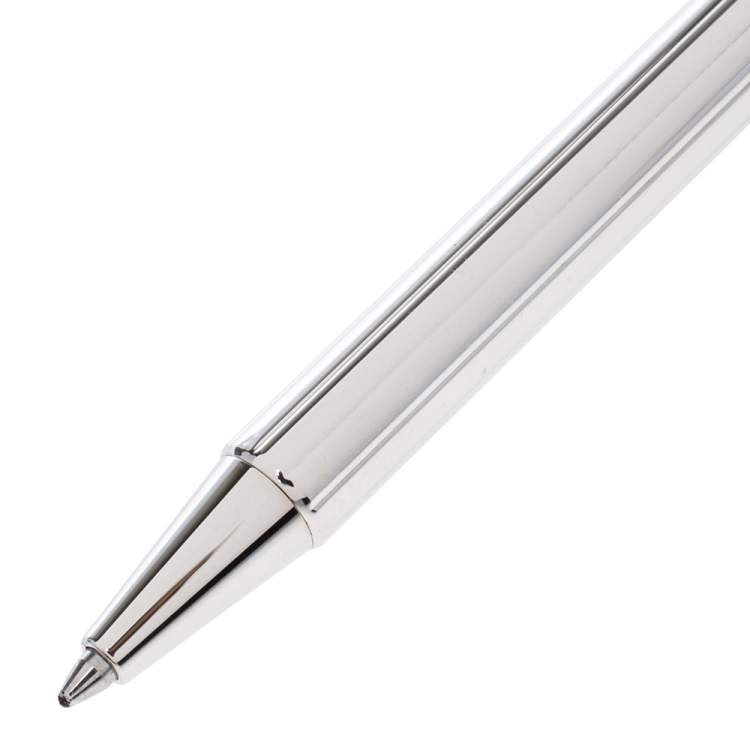 Pre Owned Cartier Santos De Cartier Textured Silver Tone Ballpoint Pen