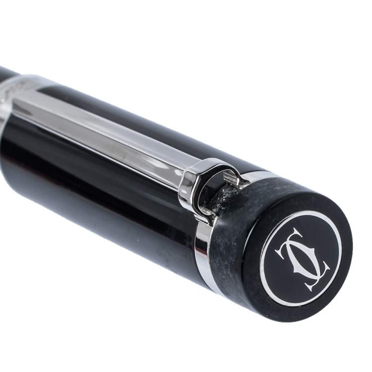 Pre Owned Cartier Pasha Black Composite Palladium Finish Ballpoint Pen