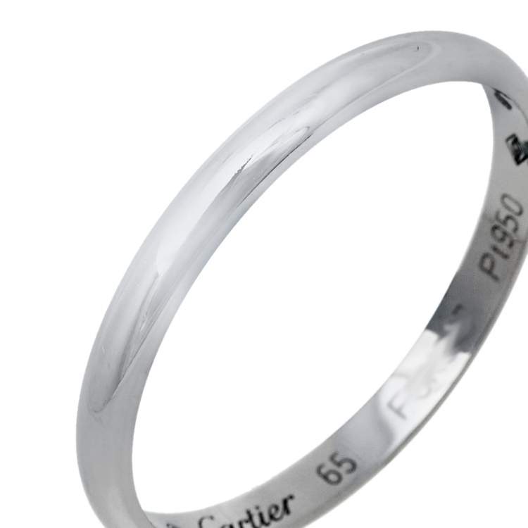 Pre Owned Cartier 1895 Platinum Wedding Band Ring Size 65