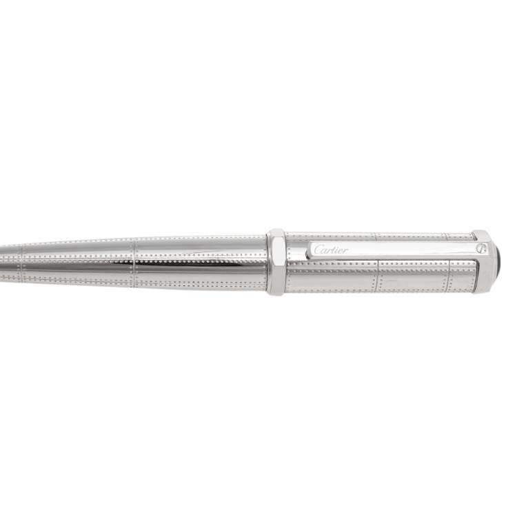 Pre Owned Cartier Santos-Dumont Rivet Motif Palladium Finish Ballpoint Pen