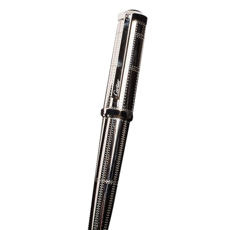 Pre Owned Cartier Santos-Dumont Rivet Motif Palladium Finish Ballpoint Pen