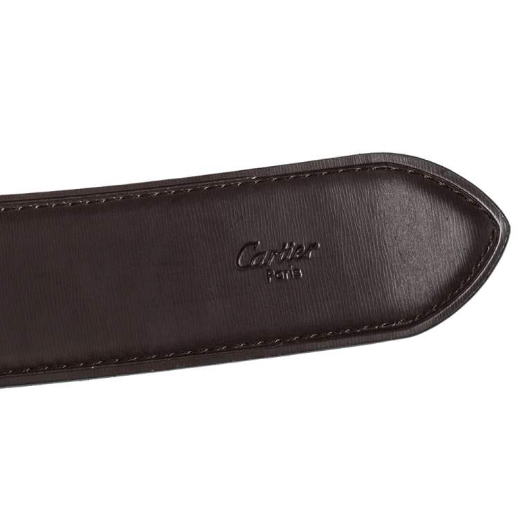 Pre Owned Cartier Black/Brown Leather Santos De Cartier Reversible Belt 115 CM
