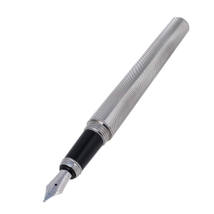 Pre Owned Cartier Art Deco Palladium Plated Guilloche Mother-of-Pearl Fountain Pen