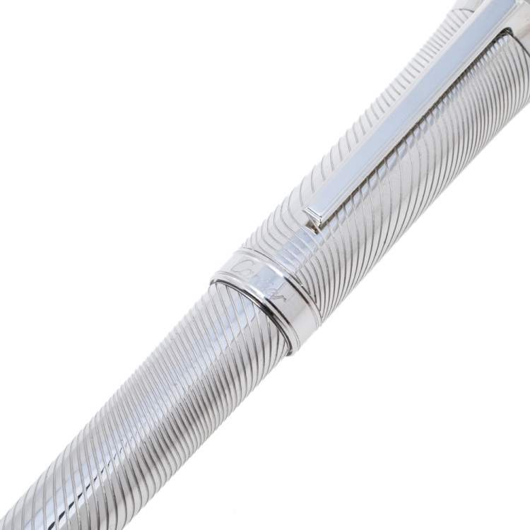 Pre Owned Cartier Art Deco Palladium Plated Guilloche Mother-of-Pearl Fountain Pen
