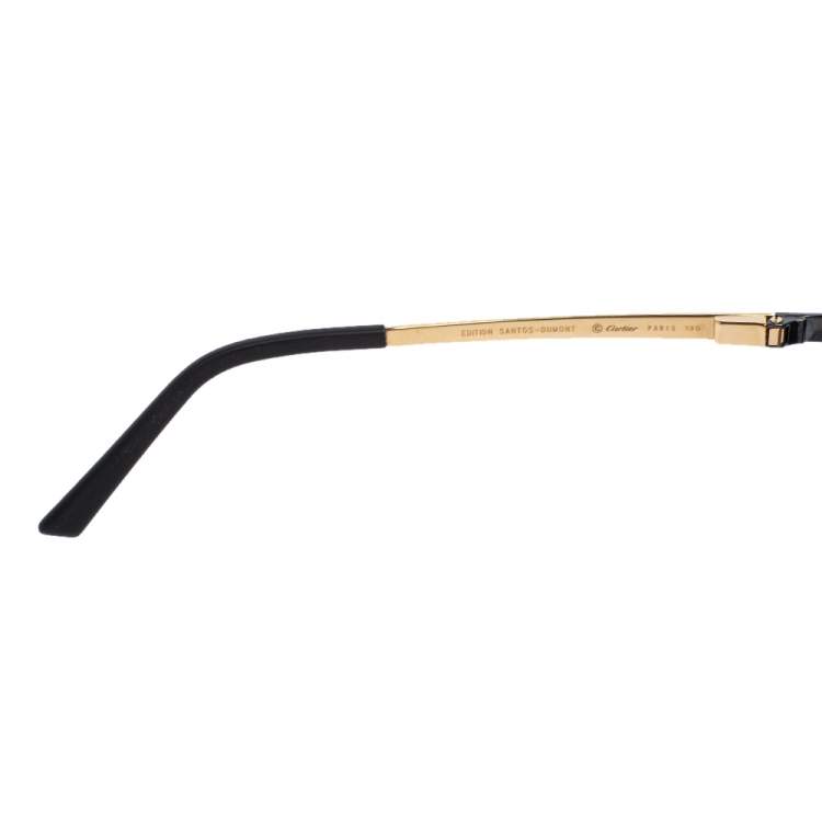 Pre Owned Cartier Black Santos Dumont Polarized Aviator Sunglasses