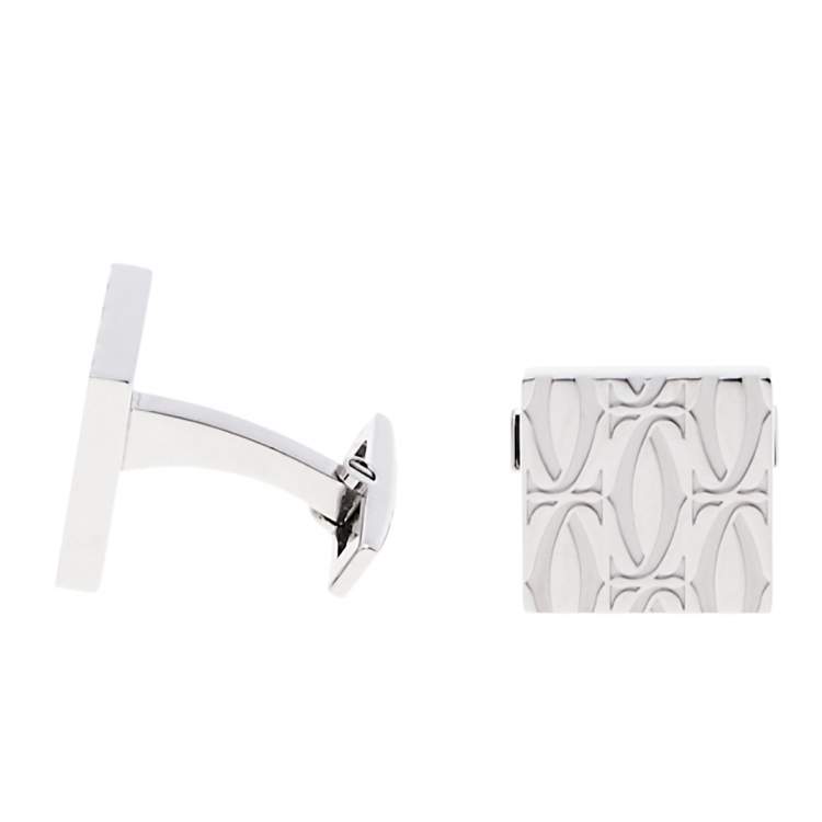 Pre Owned Cartier Sterling Silver C De Cartier Decor Cufflinks