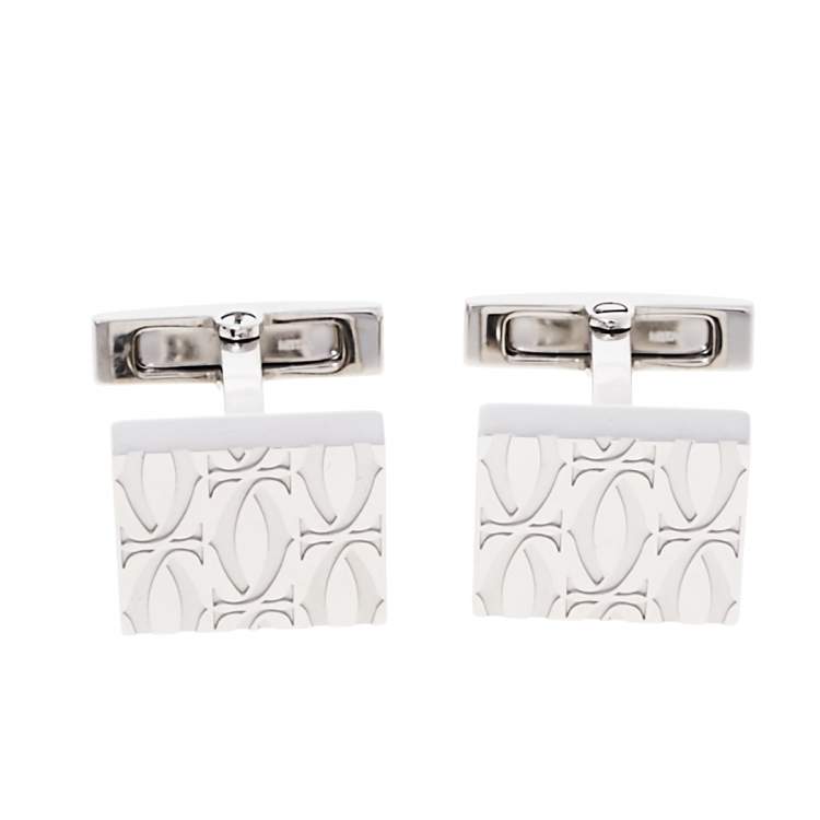 Pre Owned Cartier Sterling Silver C De Cartier Decor Cufflinks