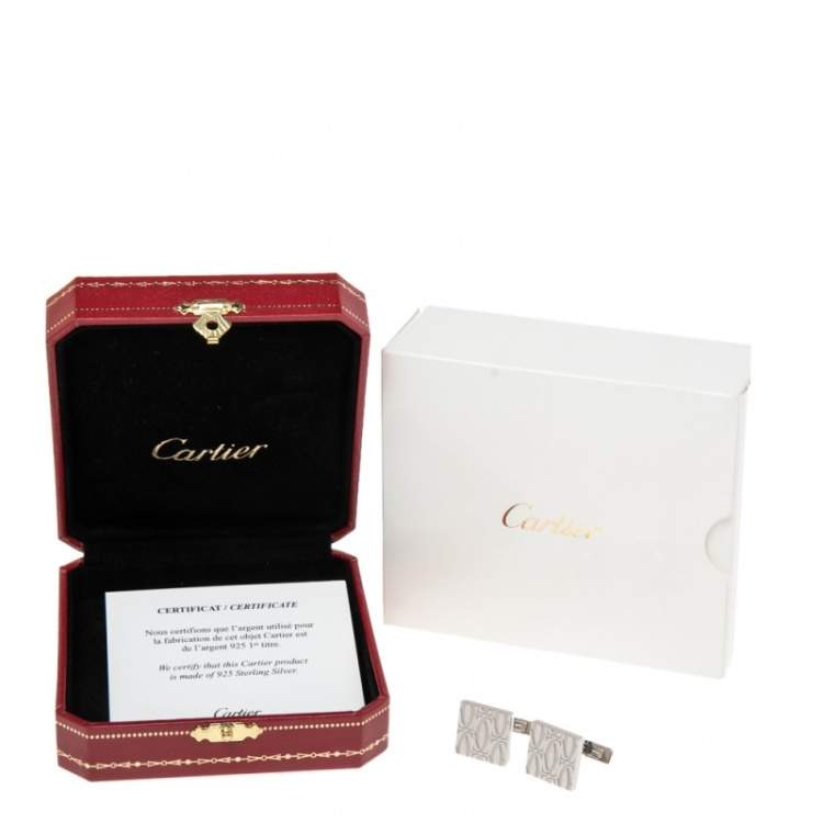 Pre Owned Cartier Sterling Silver C De Cartier Decor Cufflinks