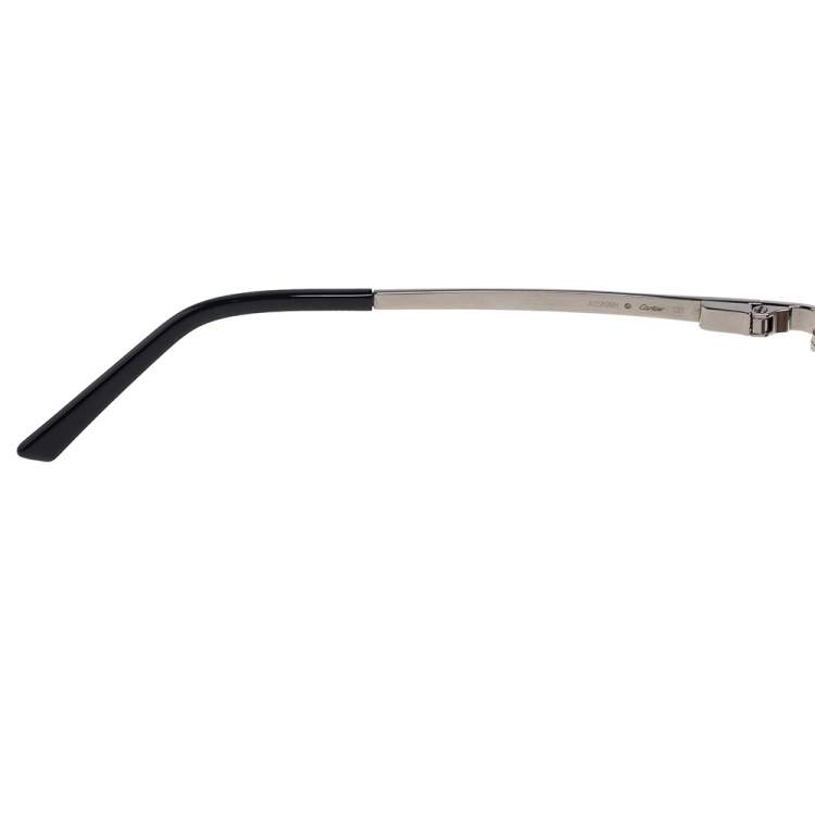 Pre Owned Cartier Black Acetate Santos de Cartier Polarized Aviator Sunglasses