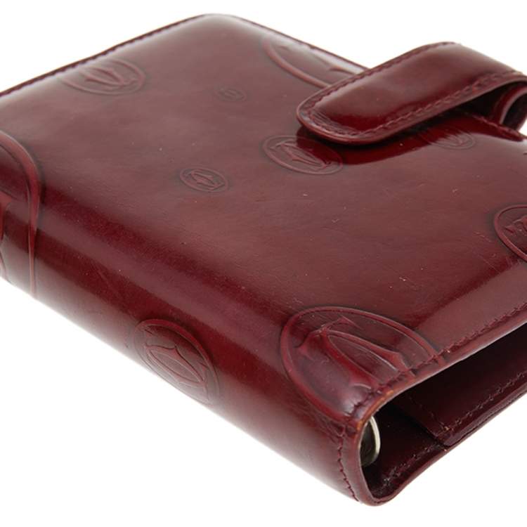 Pre Owned Cartier Burgundy Leather Happy Birthday Agenda Cover