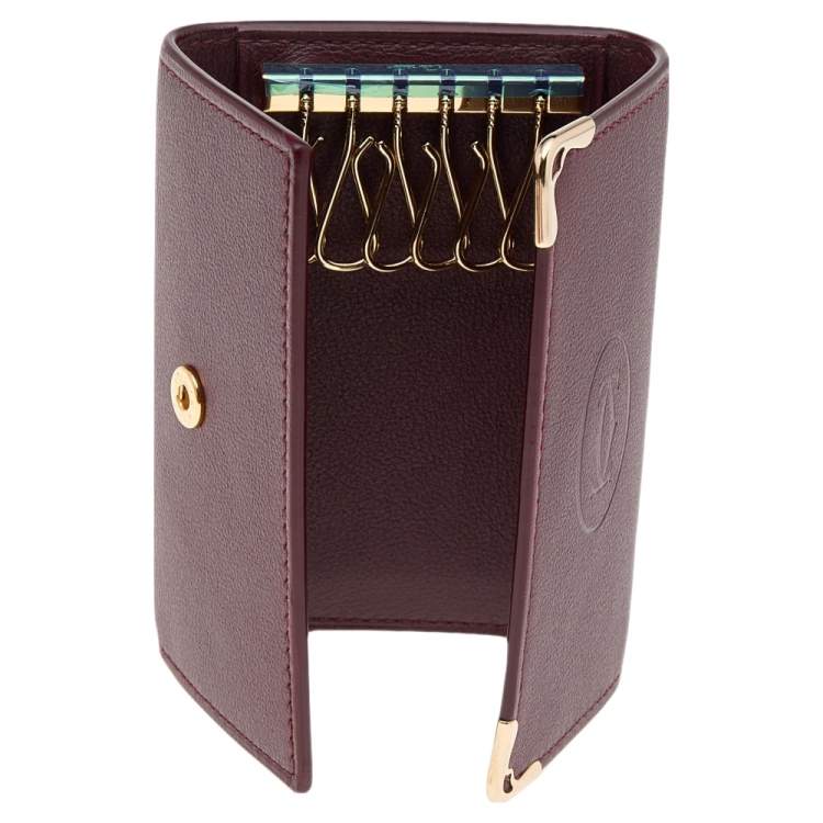 Pre Owned Cartier Burgundy Leather 6 Key Holder