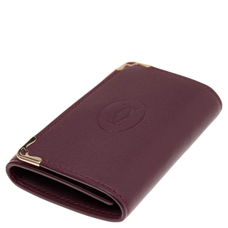 Pre Owned Cartier Burgundy Leather 6 Key Holder