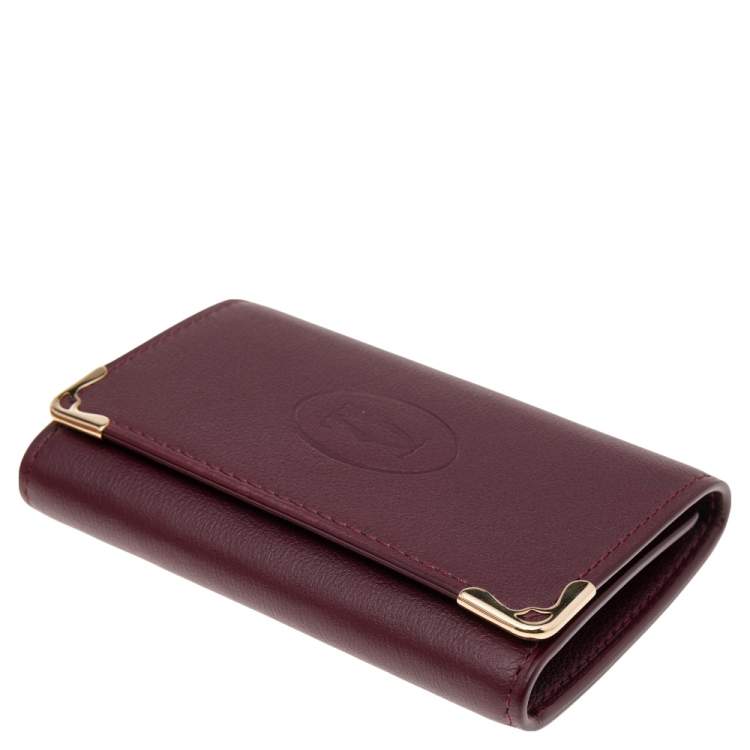 Pre Owned Cartier Burgundy Leather 6 Key Holder