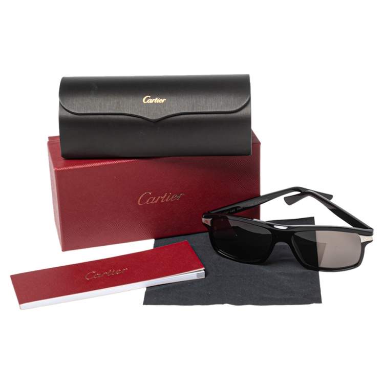 Pre Owned Cartier Black Santos De Cartier Wayfarer Sunglasses 