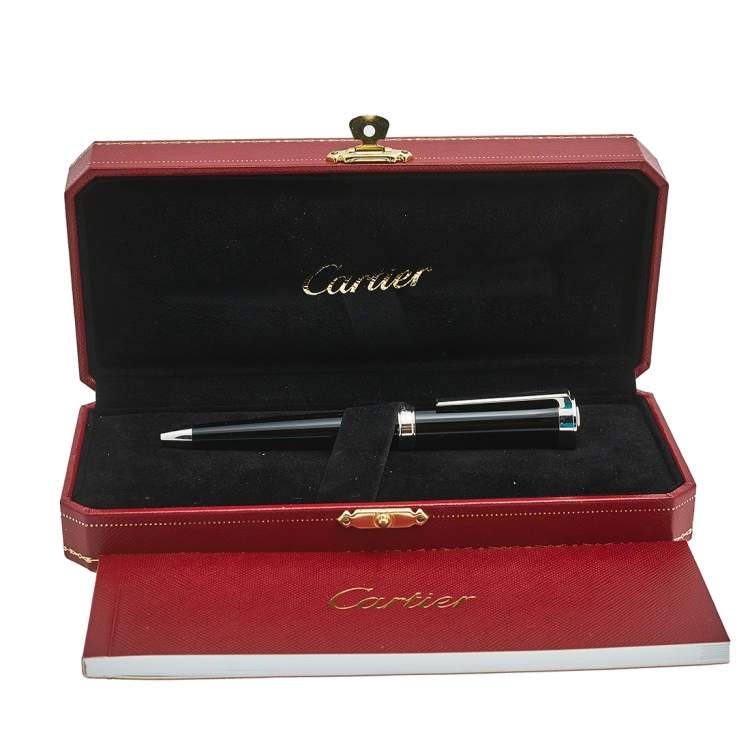 Pre Owned Cartier Art Deco Style Black Ink Ballpoint Pen
