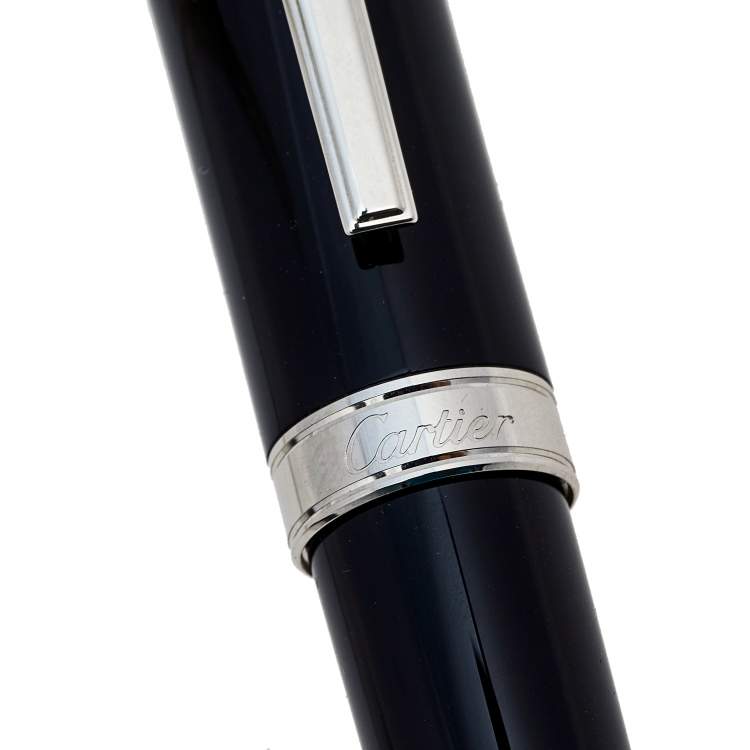 Pre Owned Cartier Art Deco Style Black Ink Ballpoint Pen