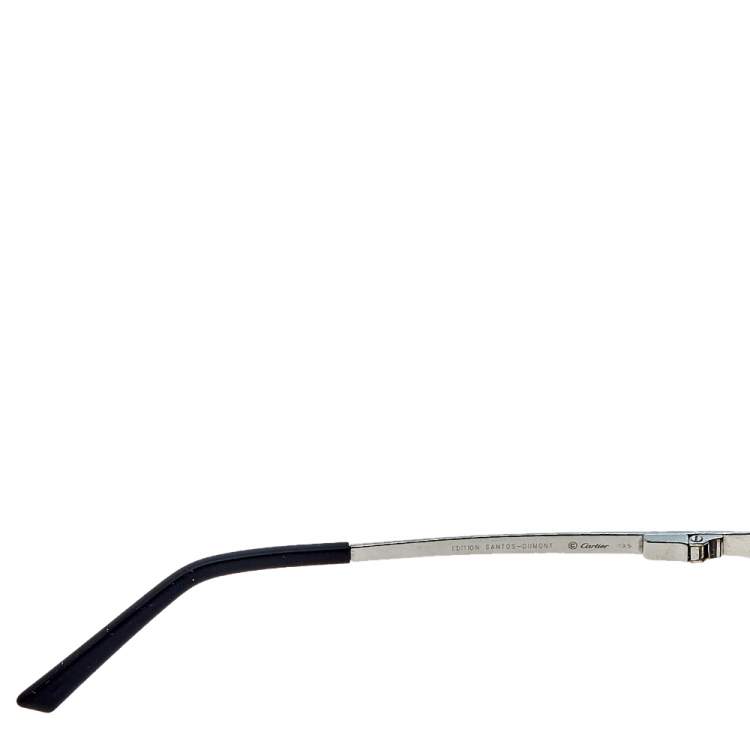 Pre Owned Cartier Brushed Ruthenium Tone/ Grey Santos Dumont Sunglasses