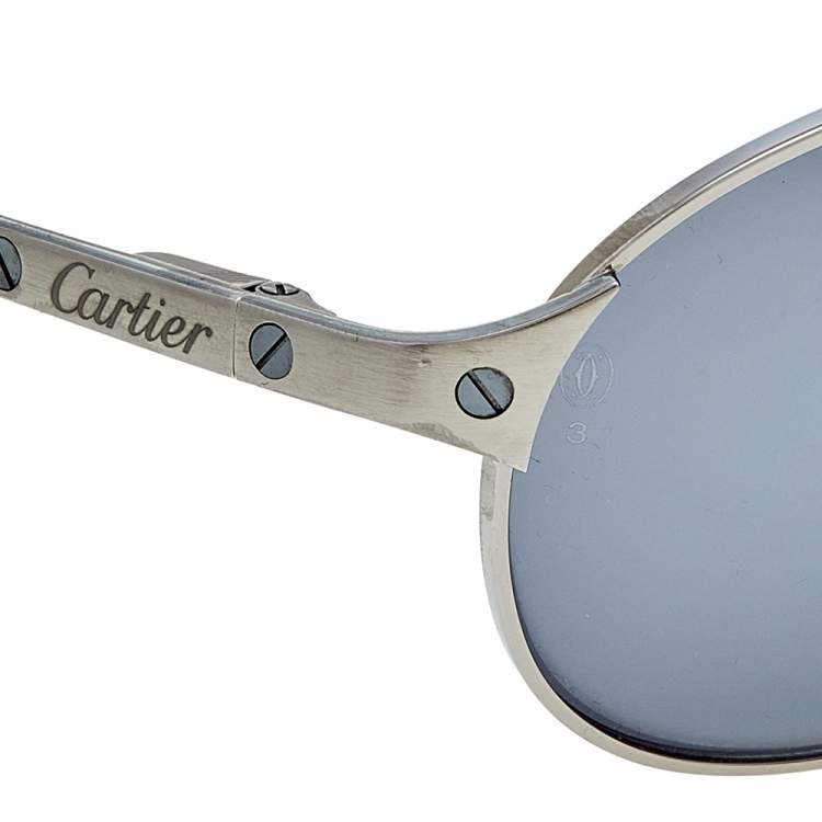 Pre Owned Cartier Brushed Ruthenium Tone/ Grey Santos Dumont Sunglasses