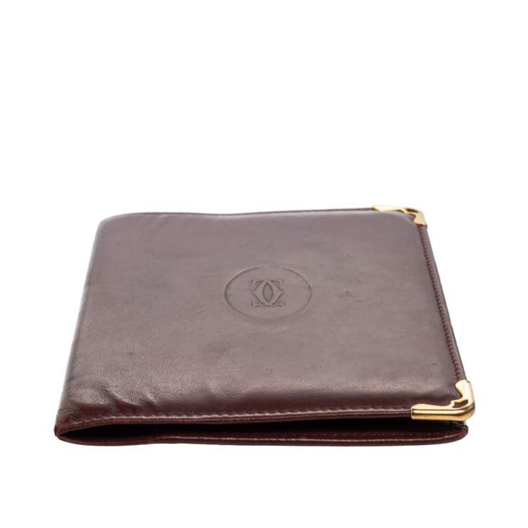 Pre Owned Cartier Red Leather Must de Cartier Bifold Agenda Cover