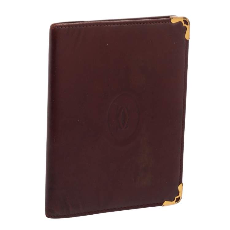 Pre Owned Cartier Red Leather Must de Cartier Bifold Agenda Cover