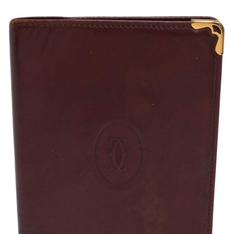 Pre Owned Cartier Red Leather Must de Cartier Bifold Agenda Cover